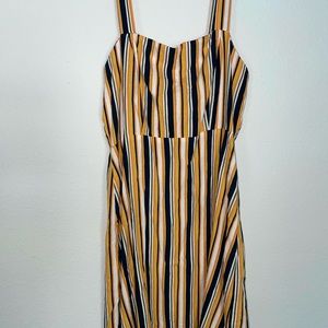 Yellow & Navy Striped Mini Dress, Size M